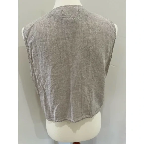 Flax by Jeanne Engelhart Linen Vest Tank Top Women's Small Button Up - Picture 6 of 9